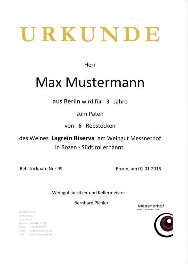 Weinpatenschaft